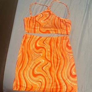 Shein orange and white top & bottom, Medium size
